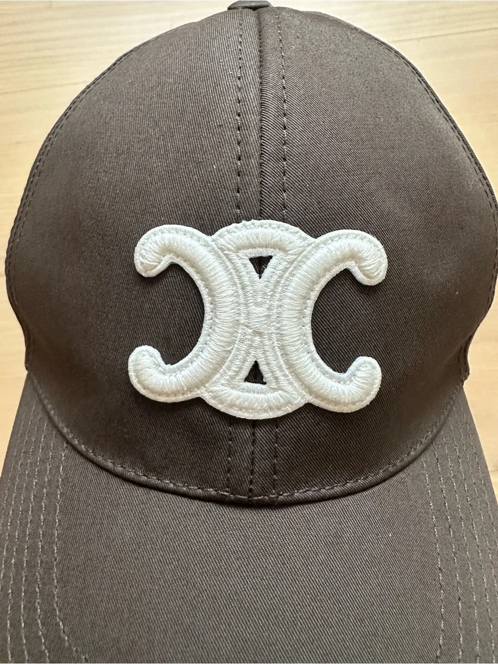 CELINE Triomphe Baseball Cap Dark Taupe Size L (2AUT6969P)